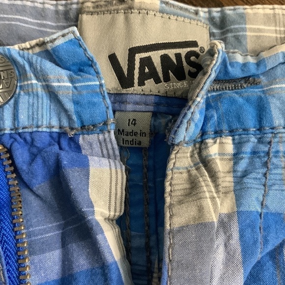 Boys VANS Blue Plaid Retro Shorts - Picture 2 of 7